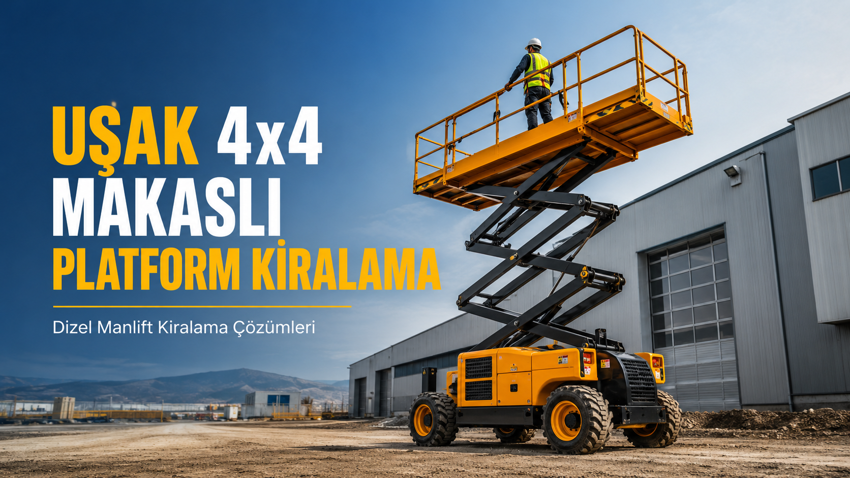 Uşak 4x4 makaslı platform kiralama için dizel manlift çalışma görseli